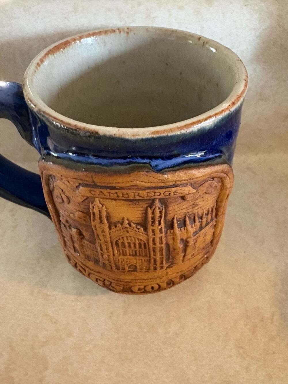 Cambridge King's College Stoneware Souvenir Mug with 3D Relief
